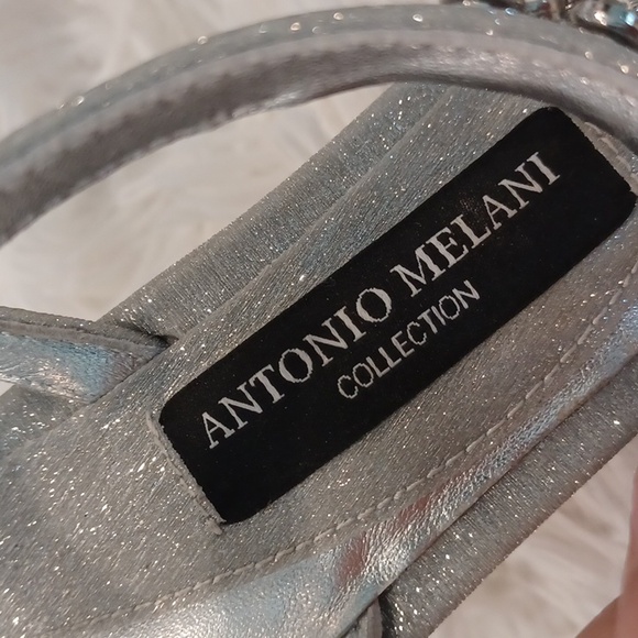 Antonio Melani Collection Silver Estella Chandelier Glitter Dress Sandal Heels - Picture 14 of 17